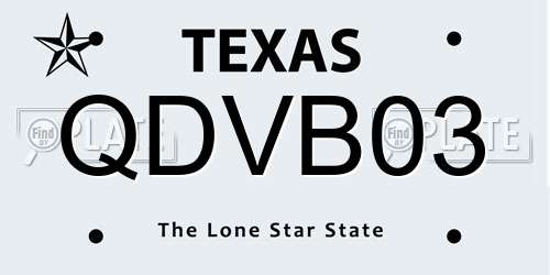 QDVB03 Texas License Plate