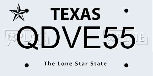 QDVE55 Texas License Plate