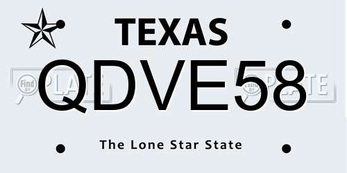 QDVE58 Texas License Plate