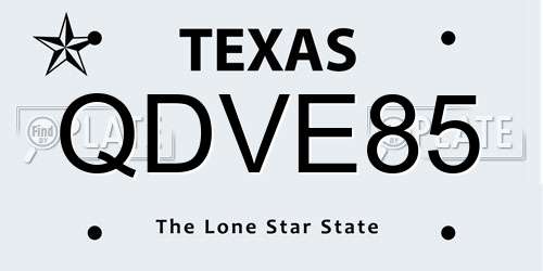 QDVE85 Texas License Plate