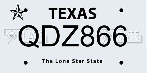 QDZ866 Texas License Plate