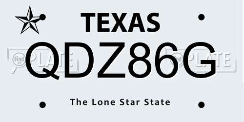 QDZ86G Texas License Plate