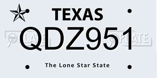 QDZ951 Texas License Plate