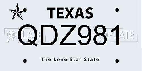 QDZ981 Texas License Plate