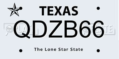 QDZB66 Texas License Plate