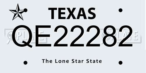 QE22282 Texas License Plate