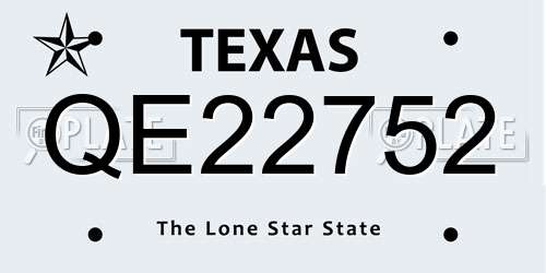 QE22752 Texas License Plate