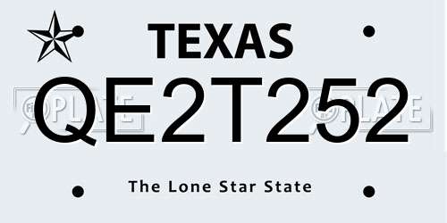 QE2T252 Texas License Plate