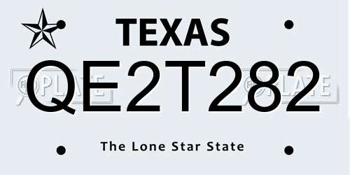 QE2T282 Texas License Plate