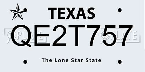 QE2T757 Texas License Plate