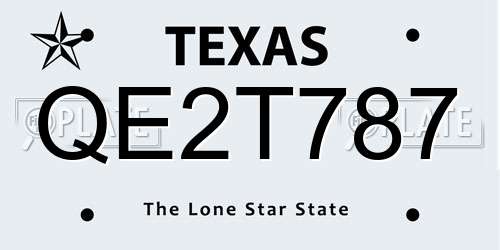 QE2T787 Texas License Plate