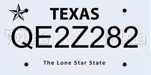 QE2Z282 Texas License Plate