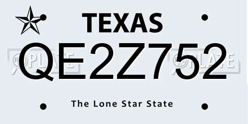 QE2Z752 Texas License Plate