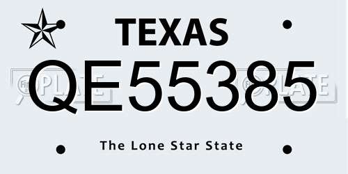 QE55385 Texas License Plate