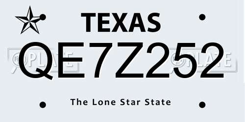 QE7Z252 Texas License Plate