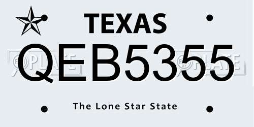 QEB5355 Texas License Plate