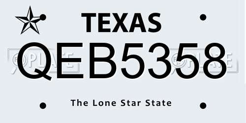 QEB5358 Texas License Plate
