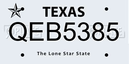 QEB5385 Texas License Plate