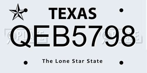 QEB5798 Texas License Plate