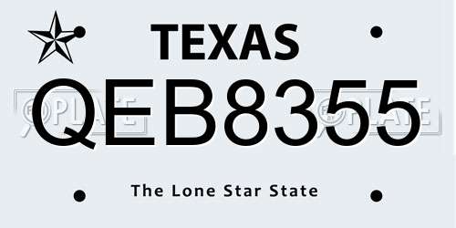 QEB8355 Texas License Plate