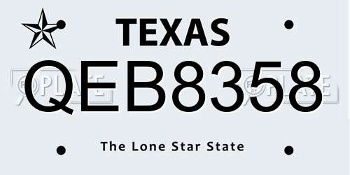 QEB8358 Texas License Plate