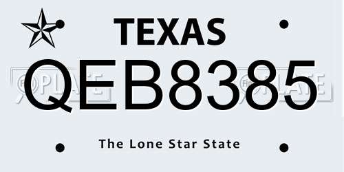 QEB8385 Texas License Plate