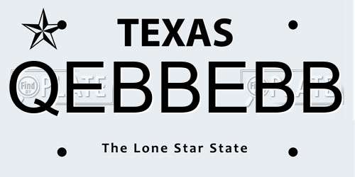 QEBBEBB Texas License Plate