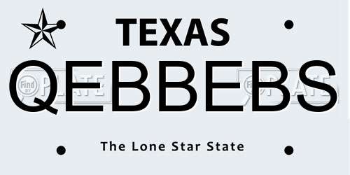QEBBEBS Texas License Plate