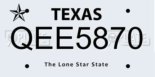 QEE5870 Texas License Plate