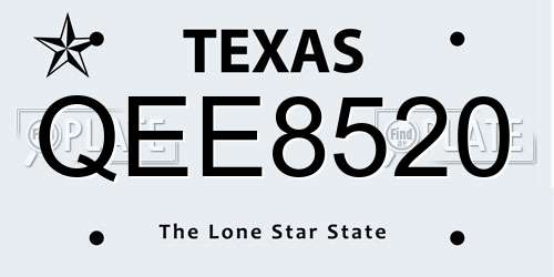 QEE8520 Texas License Plate