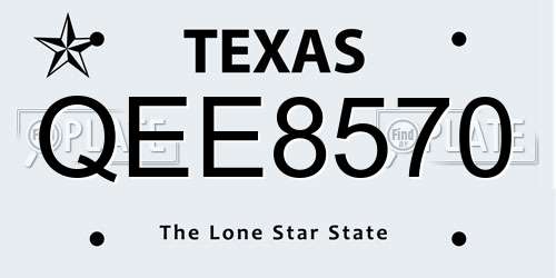 QEE8570 Texas License Plate