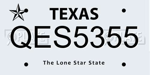 QES5355 Texas License Plate