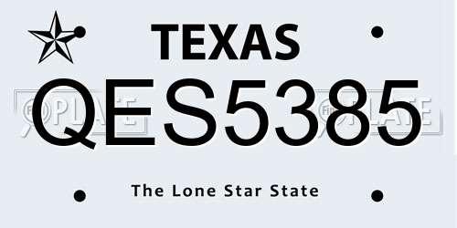 QES5385 Texas License Plate