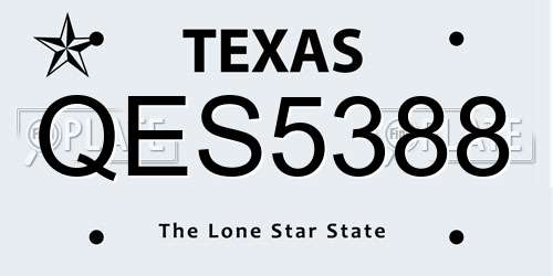 QES5388 Texas License Plate