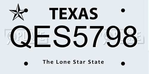 QES5798 Texas License Plate