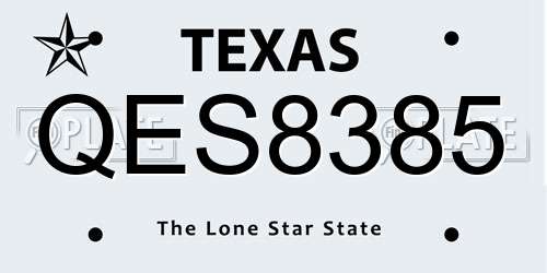 QES8385 Texas License Plate