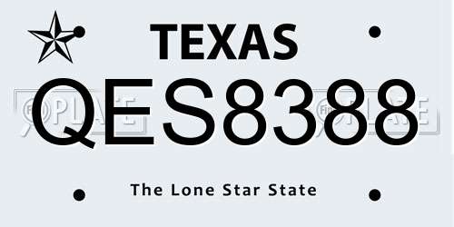 QES8388 Texas License Plate