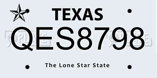 QES8798 Texas License Plate