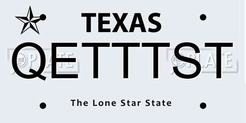 QETTTST Texas License Plate