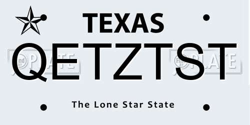 QETZTST Texas License Plate