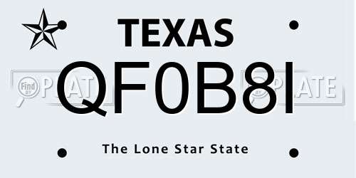 QF0B8I Texas License Plate