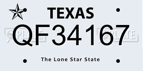 QF34167 Texas License Plate