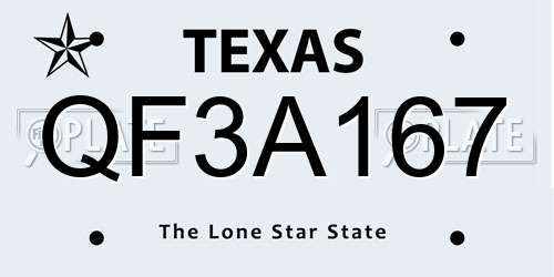 QF3A167 Texas License Plate