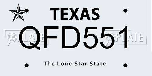 QFD551 Texas License Plate
