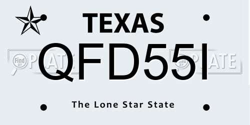 QFD55I Texas License Plate