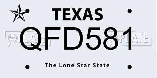 QFD581 Texas License Plate