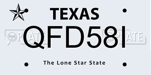 QFD58I Texas License Plate