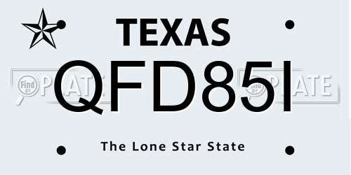 QFD85I Texas License Plate