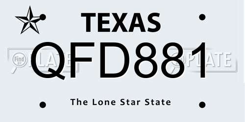 QFD881 Texas License Plate