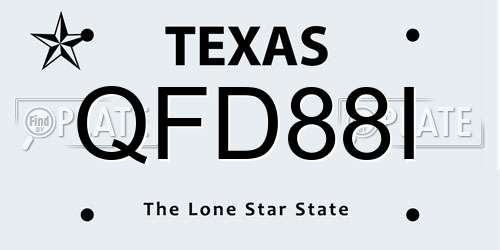 QFD88I Texas License Plate